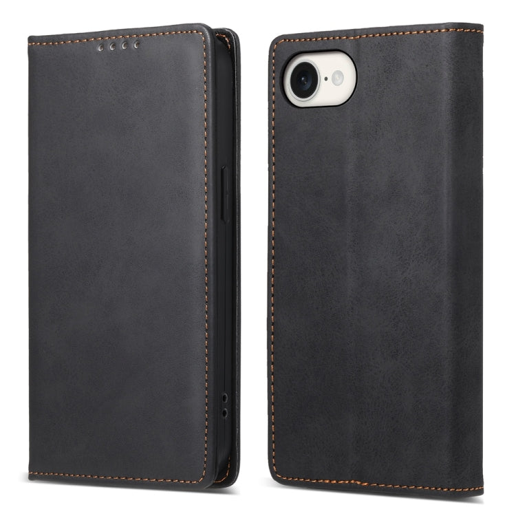 For iPhone 16e Business Solid Color Magnetic RFID Leather Phone Case(Black) - iPhone 16e Cases by PMC TechLife | Online Shopping South Africa | PMC TechLife | Buy Now Pay Later Mobicred