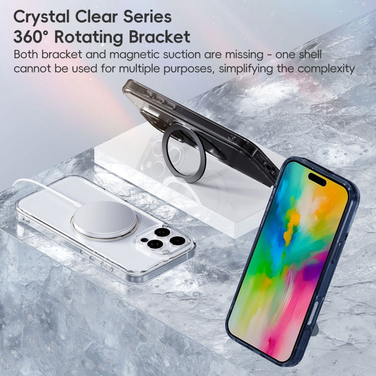 For iPhone 16 Crystal Clear MagSafe Magnetic Holder Phone Case(Transparent Black) - iPhone 16 Cases by PMC Jewellery | Online Shopping South Africa | PMC Jewellery | Buy Now Pay Later Mobicred