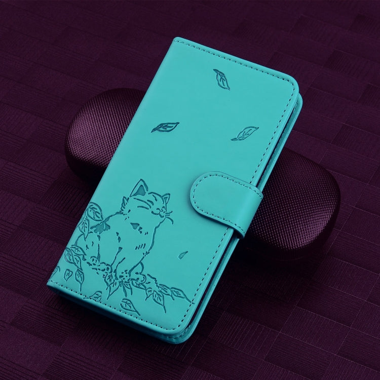 For Redmi K70 Ultra Cute Cat Embossed Leather Phone Case(Lake Blue) - Xiaomi Cases by PMC Jewellery | Online Shopping South Africa | PMC Jewellery | Buy Now Pay Later Mobicred