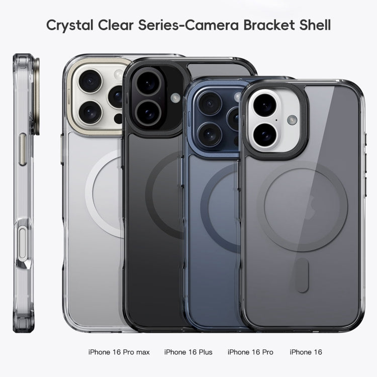 For iPhone 16 Pro Mirror Crystal Clear Lens Holder MagSafe Magnetic Phone Case(Transparent Black) - iPhone 16 Pro Cases by PMC Jewellery | Online Shopping South Africa | PMC Jewellery | Buy Now Pay Later Mobicred