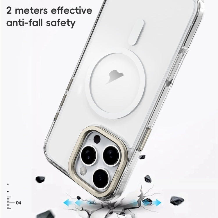 For iPhone 16 Pro Mirror Crystal Clear Lens Holder MagSafe Magnetic Phone Case(Transparent Grey) - iPhone 16 Pro Cases by PMC Jewellery | Online Shopping South Africa | PMC Jewellery | Buy Now Pay Later Mobicred