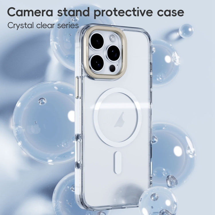 For iPhone 16 Pro Frosted Crystal Clear Lens Holder MagSafe Magnetic Phone Case(Transparent) - iPhone 16 Pro Cases by PMC Jewellery | Online Shopping South Africa | PMC Jewellery | Buy Now Pay Later Mobicred