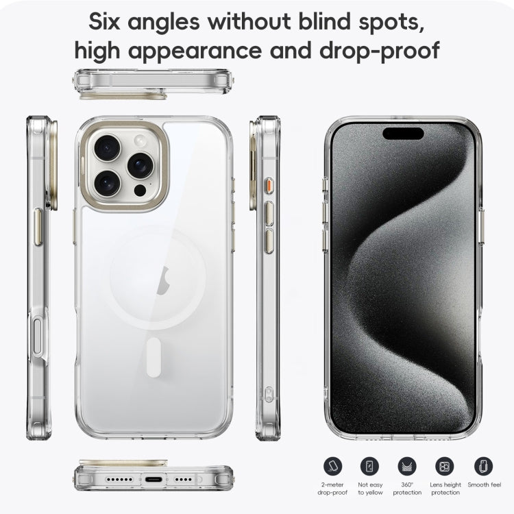 For iPhone 16 Pro Frosted Crystal Clear Lens Holder MagSafe Magnetic Phone Case(Transparent Grey) - iPhone 16 Pro Cases by PMC Jewellery | Online Shopping South Africa | PMC Jewellery | Buy Now Pay Later Mobicred