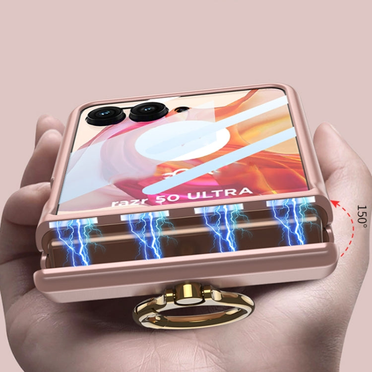 For Motorola Razr 50 GKK Integrated Magnetic Hinged Flip Case with Ring Holder(Pink) - free shipping - PMC Jewellery - Order now!