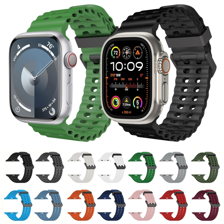 For Apple Watch SE 44mm Ocean Dual-Row Hole Silicone Watch Band(Orange) - free shipping - PMc TechLife - Order now!