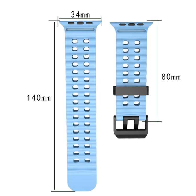 For Apple Watch SE 44mm Ocean Dual-Row Hole Silicone Watch Band(Midnight Blue) - free shipping - PMc TechLife - Order now!
