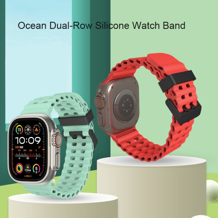 For Apple Watch Series 7 45mm Ocean Dual-Row Hole Silicone Watch Band(Grey) - free shipping - PMc TechLife - Order now!
