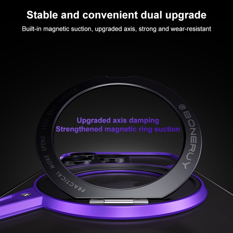 For iPhone 14 Frameless Rotation Holder Magsafe Metal Phone Case(Dark Purple) - free shipping - PMC Jewellery - Order now!