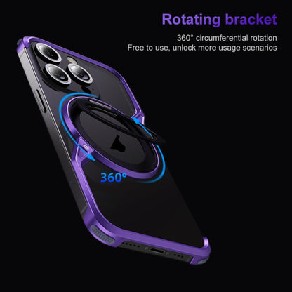 For iPhone 15 Pro Max Frameless Rotation Holder Magsafe Metal Phone Case(Dark Purple) - iPhone 15 Pro Max Cases by PMC Jewellery | Online Shopping South Africa | PMC Jewellery | Buy Now Pay Later Mobicred