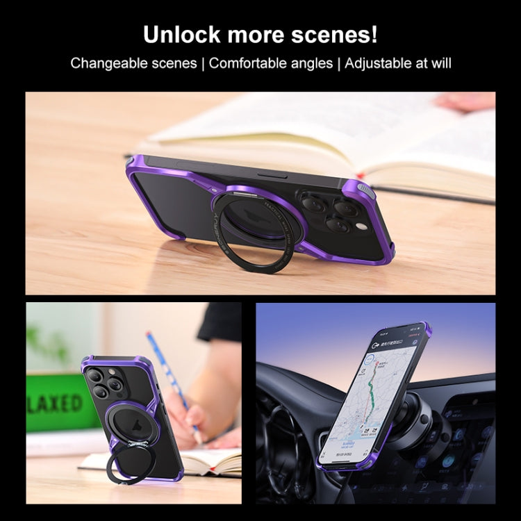 For iPhone 16 Frameless Rotation Holder Magsafe Metal Phone Case(Dark Purple) - iPhone 16 Cases by PMC Jewellery | Online Shopping South Africa | PMC Jewellery | Buy Now Pay Later Mobicred