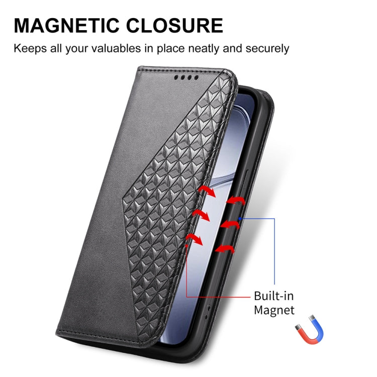 For Redmi K70 Ultra Cubic Grid Calf Texture Magnetic Leather Phone Case(Black) - Xiaomi Cases by PMC Jewellery | Online Shopping South Africa | PMC Jewellery | Buy Now Pay Later Mobicred