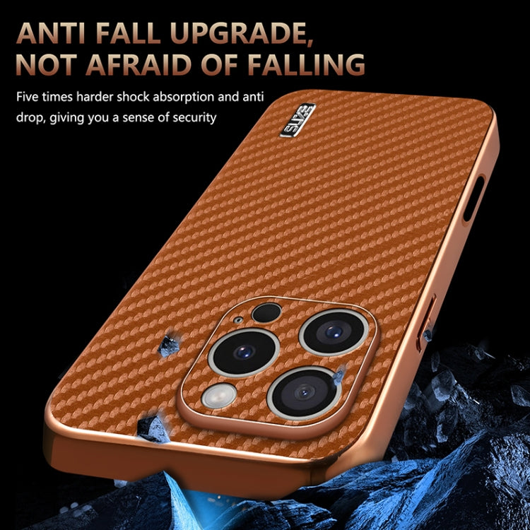 For iPhone 16 Pro Max AZNS Electroplated Edge Carbon Fiber Texture Phone Case(Blue) - iPhone 16 Pro Max Cases by AZNS | Online Shopping South Africa | PMC Jewellery | Buy Now Pay Later Mobicred