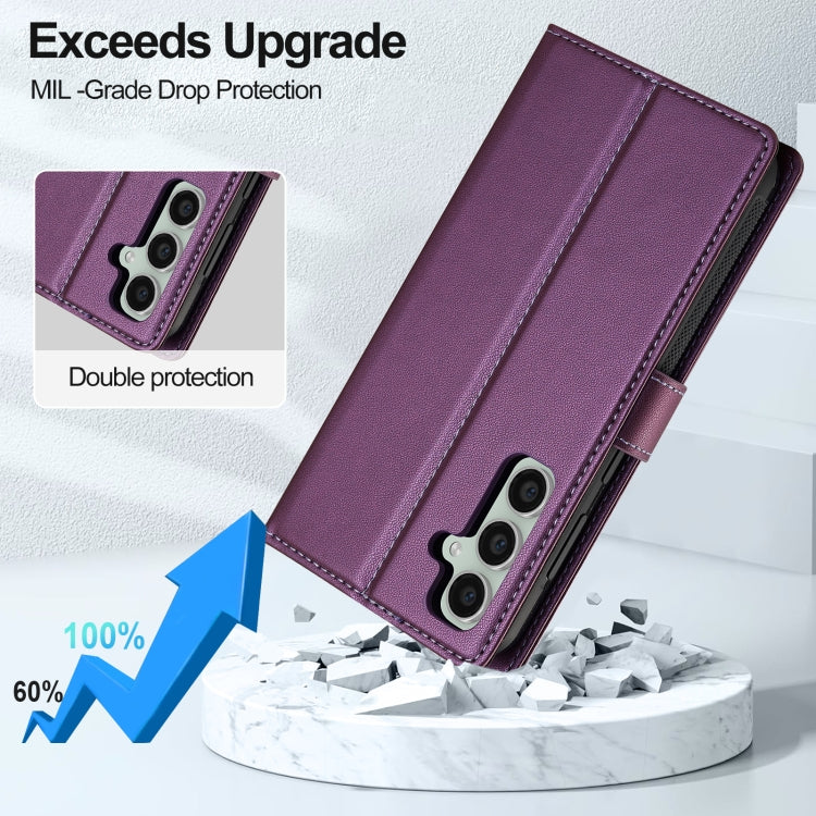 For Samsung Galaxy S23 FE 5G LC.IMEEKE L2 Series Detachable Magsafe PU Phone Case with Lanyard(Purple) - Galaxy S23 FE 5G Cases by LC.IMEEKE | Online Shopping South Africa | PMC Jewellery | Buy Now Pay Later Mobicred