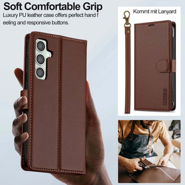 For Samsung Galaxy S24 FE 5G LC.IMEEKE L2 Series Detachable Magsafe PU Phone Case with Lanyard(Brown) - Galaxy S24 FE 5G Cases by LC.IMEEKE | Online Shopping South Africa | PMC Jewellery | Buy Now Pay Later Mobicred