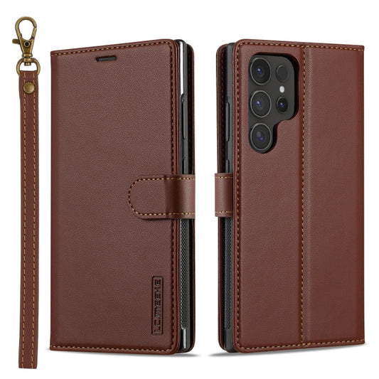 For Samsung Galaxy S24 Ultra 5G LC.IMEEKE L2 Series Detachable Magsafe PU Phone Case with Lanyard(Brown) - Galaxy S24 Ultra 5G Cases by LC.IMEEKE | Online Shopping South Africa | PMC Jewellery | Buy Now Pay Later Mobicred