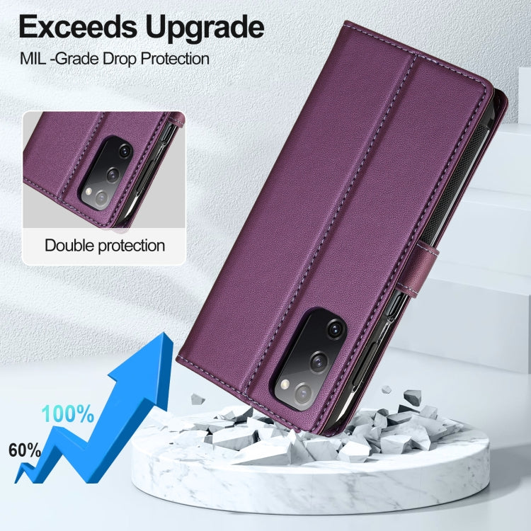 For Samsung Galaxy S20 FE 5G LC.IMEEKE L2 Series Detachable Magsafe PU Phone Case with Lanyard(Purple) - Galaxy Phone Cases by LC.IMEEKE | Online Shopping South Africa | PMC Jewellery | Buy Now Pay Later Mobicred