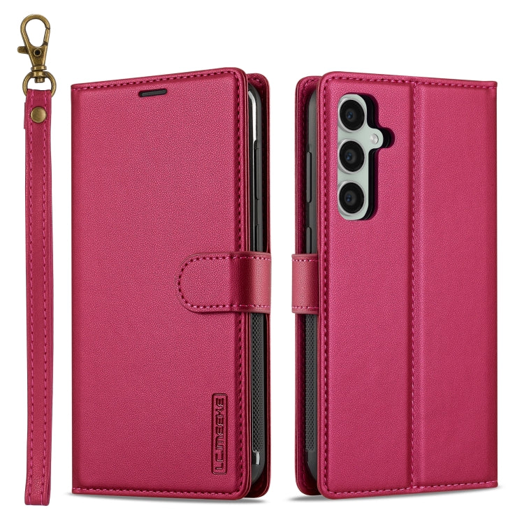 For Samsung Galaxy A55 5G LC.IMEEKE L2 Series Detachable Magsafe PU Phone Case with Lanyard(Red) - Galaxy Phone Cases by LC.IMEEKE | Online Shopping South Africa | PMC Jewellery | Buy Now Pay Later Mobicred