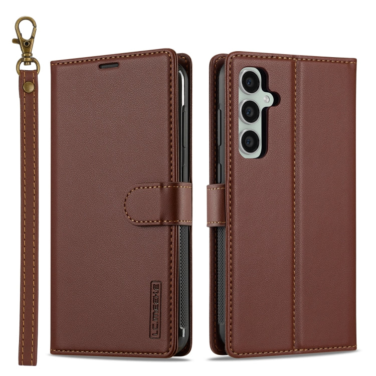 For Samsung Galaxy A15 4G / A15 5G LC.IMEEKE L2 Series Detachable Magsafe PU Phone Case with Lanyard(Brown) - Galaxy Phone Cases by LC.IMEEKE | Online Shopping South Africa | PMC Jewellery | Buy Now Pay Later Mobicred