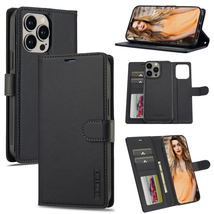 For iPhone 13 Pro Max LC.IMEEKE L2 Series Detachable Magsafe PU Phone Case with Lanyard(Black) - iPhone 13 Pro Max Cases by LC.IMEEKE | Online Shopping South Africa | PMC Jewellery | Buy Now Pay Later Mobicred