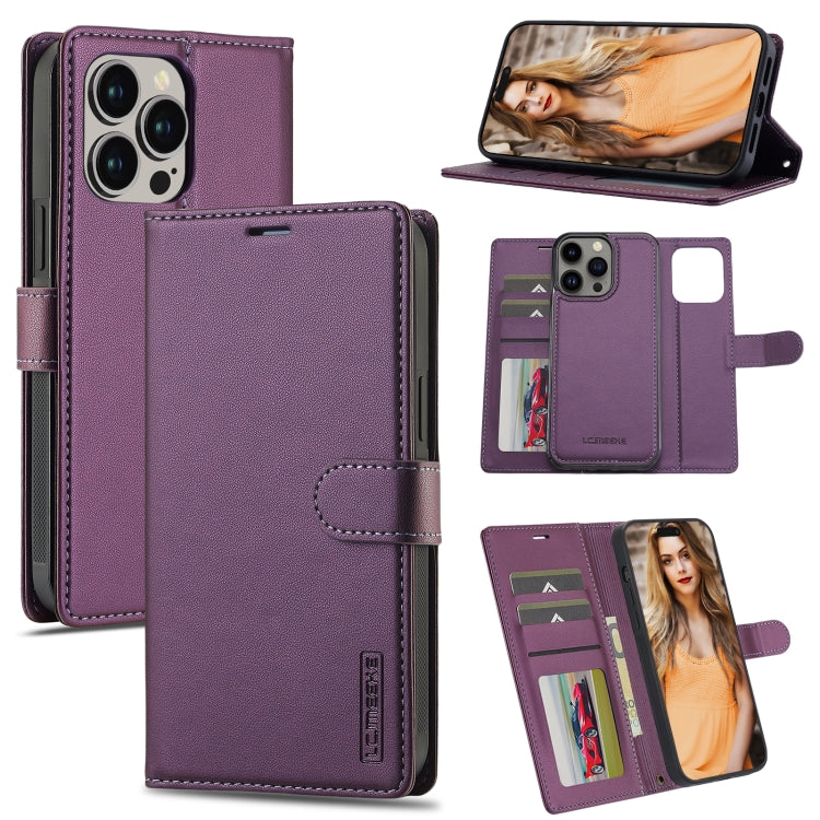 For iPhone 13 Pro LC.IMEEKE L2 Series Detachable Magsafe PU Phone Case with Lanyard(Purple) - iPhone 13 Pro Cases by LC.IMEEKE | Online Shopping South Africa | PMC Jewellery | Buy Now Pay Later Mobicred