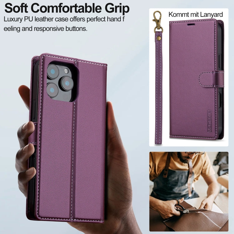 For iPhone 16 Pro Max LC.IMEEKE L2 Series Detachable Magsafe PU Phone Case with Lanyard(Purple) - iPhone 16 Pro Max Cases by LC.IMEEKE | Online Shopping South Africa | PMC Jewellery | Buy Now Pay Later Mobicred