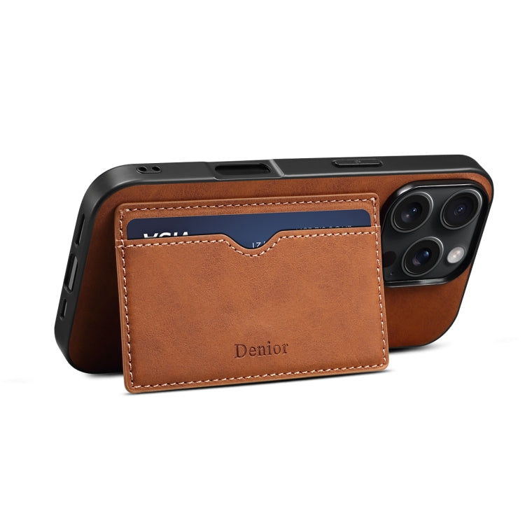 For iPhone 16 Plus Denior D08 PU Single Card Slot Holder Phone Case(Brown) - iPhone 16 Plus Cases by Denior | Online Shopping South Africa | PMC Jewellery | Buy Now Pay Later Mobicred