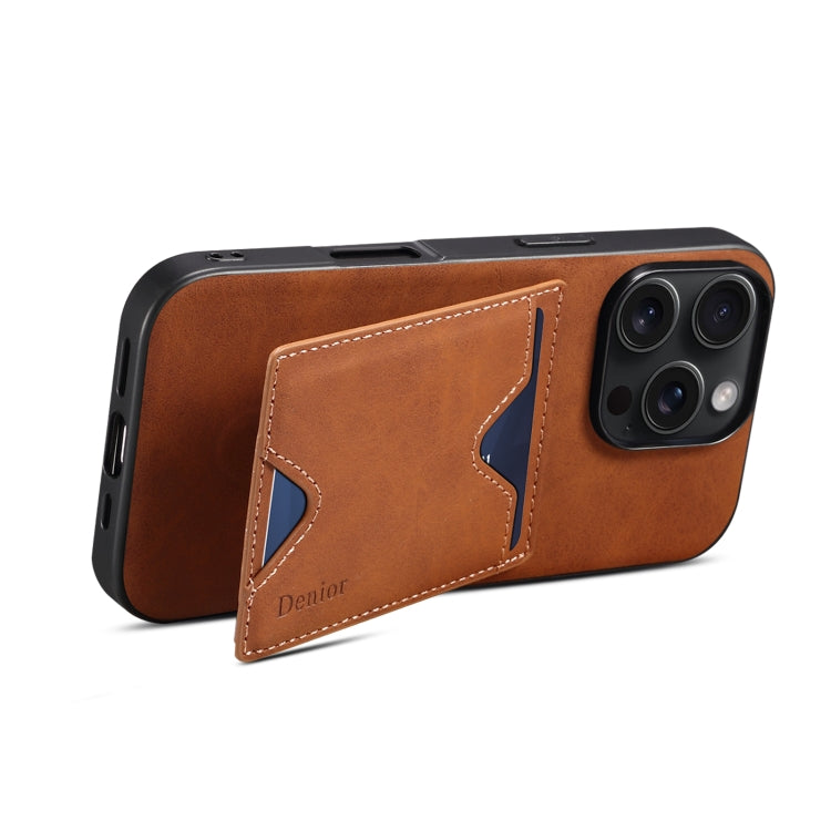 For iPhone 16 Pro Max Denior D06 PU Back Cover Card Slot Holder Phone Case(Brown) - iPhone 16 Pro Max Cases by Denior | Online Shopping South Africa | PMC Jewellery | Buy Now Pay Later Mobicred