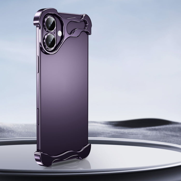 For iPhone 16 Plus Frameless Metal Corner Pad Phone Case with Lens Film(Purple) - free shipping - PMC Jewellery - Order now!