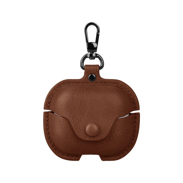 For Samsung Galaxy Buds 3 Business Leather Bluetooth Earphone Protective Case with Hook(Light Brown) - Samsung Earphone Case by PMC Jewellery | Online Shopping South Africa | PMC Jewellery | Buy Now Pay Later Mobicred