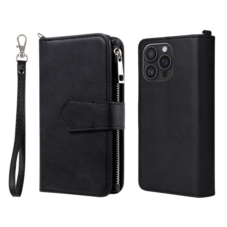 For iPhone 16 Pro Max Solid Color 2 in 1 Zipper Shockproof Phone Case(Black) - iPhone 16 Pro Max Cases by PMC Jewellery | Online Shopping South Africa | PMC Jewellery | Buy Now Pay Later Mobicred