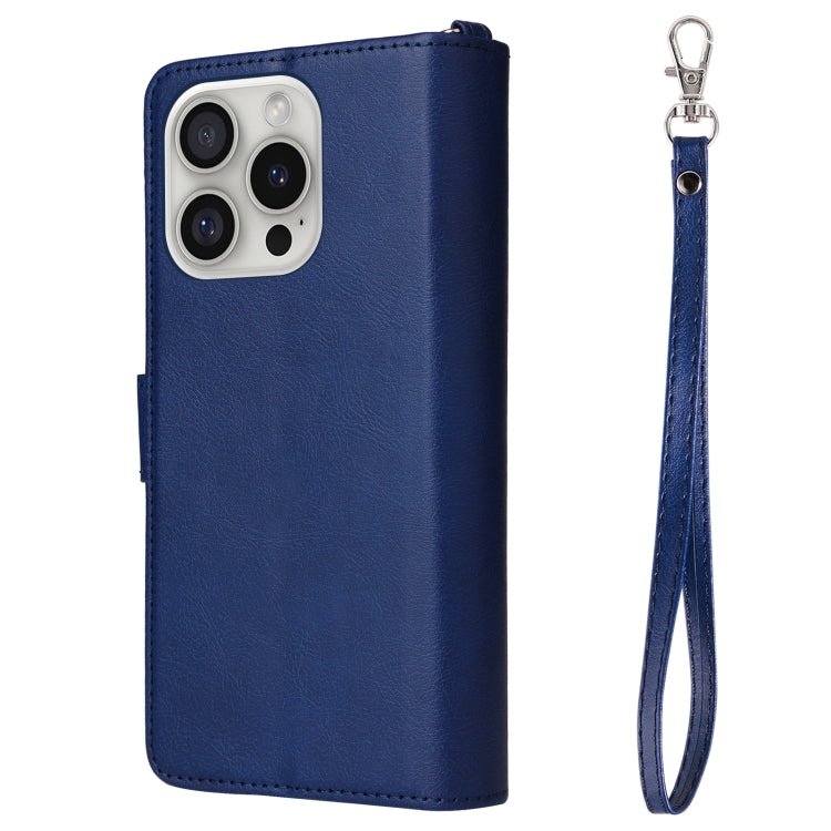 For iPhone 16 Pro Solid Color 2 in 1 Zipper Shockproof Phone Case(Blue) - iPhone 16 Pro Cases by PMC Jewellery | Online Shopping South Africa | PMC Jewellery | Buy Now Pay Later Mobicred