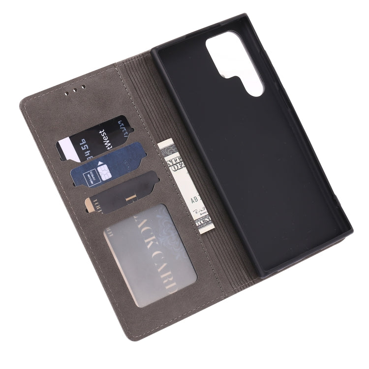 For Samsung Galaxy S25 Ultra 5G Embossed Happy Cat Pattern Flip Leather Phone Case(Grey) - Galaxy S25 Ultra 5G Cases by PMC Jewellery | Online Shopping South Africa | PMC Jewellery | Buy Now Pay Later Mobicred