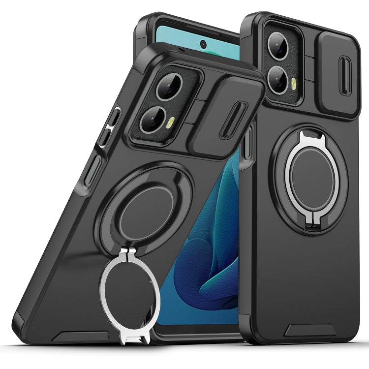 For Motorola Moto G 5G 2024 Sliding Camshield Ring Holder Phone Case(Black) - Motorola Cases by PMC Jewellery | Online Shopping South Africa | PMC Jewellery | Buy Now Pay Later Mobicred