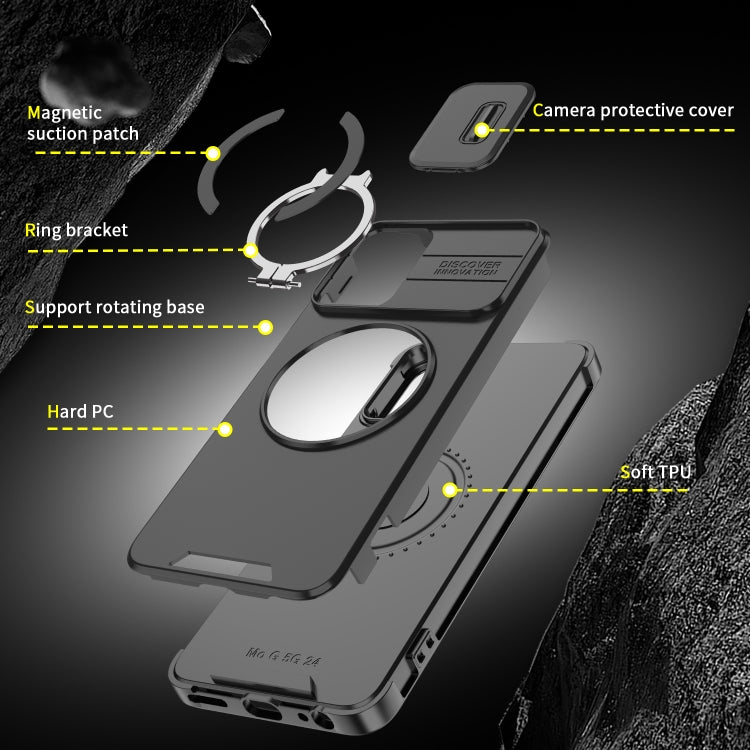 For Motorola Moto G 5G 2024 Sliding Camshield Ring Holder Phone Case(Black) - Motorola Cases by PMC Jewellery | Online Shopping South Africa | PMC Jewellery | Buy Now Pay Later Mobicred