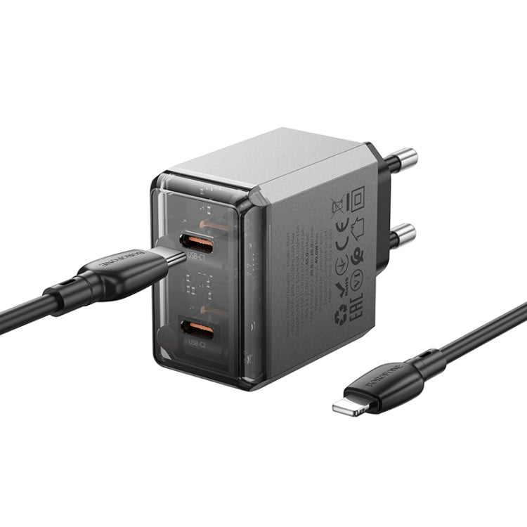 BOROFONE BN21 PD 40W 2 Type-C Charger with 1m Type-C to 8 Pin Cable Set, For:EU Plug(Tarnish) - free shipping - PMC TechLife - Order now!