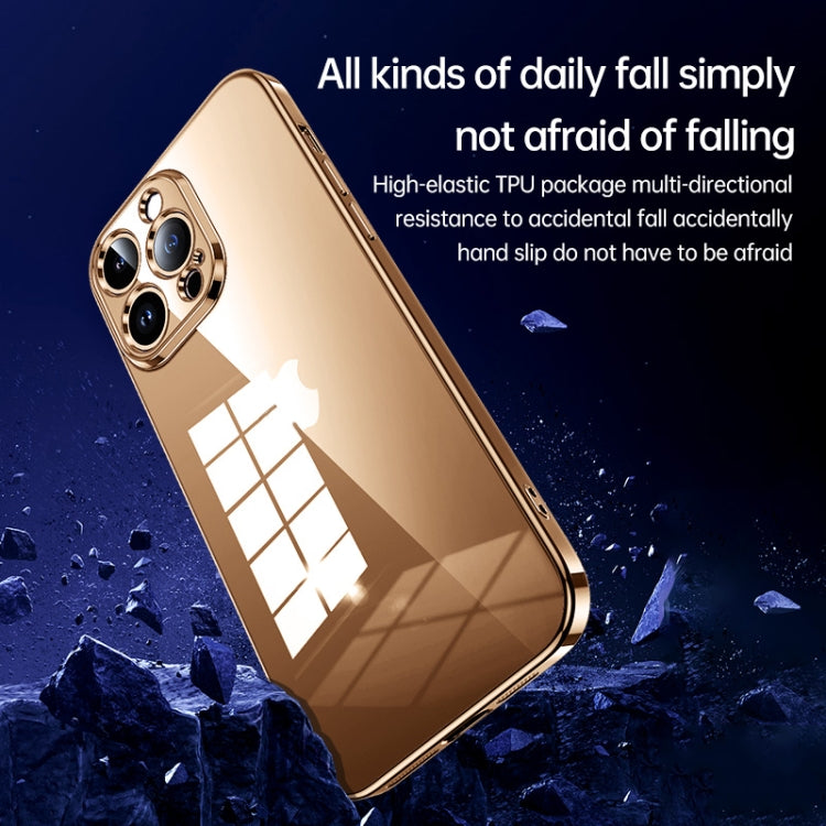 For iPhone 16 SULADA Shine Through Series Plating TPU Transparent Phone Case(Gold) - iPhone 16 Cases by SULADA | Online Shopping South Africa | PMC Jewellery | Buy Now Pay Later Mobicred