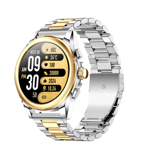 KC83 1.43 inch 1ATM Waterproof Smart Watch, Support Sedentary Reminder / Sleep Monitoring(Gold Steel Strap + Brown Leather Strap) - Smart Watches by PMC Jewellery | Online Shopping South Africa | PMC Jewellery | Buy Now Pay Later Mobicred