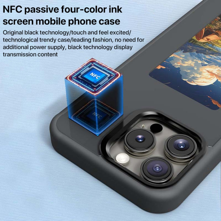 For iPhone 16 Four-Color E-ink Screen NFC DIY Phone Case(Blue) - iPhone 16 Cases by PMC Jewellery | Online Shopping South Africa | PMC Jewellery | Buy Now Pay Later Mobicred