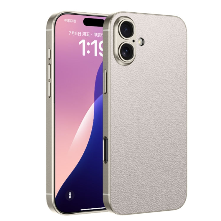 For iPhone 16 Plus GKK Metal Paint Skin Feel Leather Full Coverage Phone Case(Titanium Grey) - iPhone 16 Plus Cases by GKK | Online Shopping South Africa | PMC Jewellery | Buy Now Pay Later Mobicred