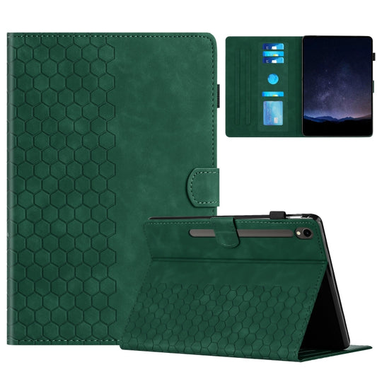 For Samsung Galaxy Tab S9 / S9 FE Honeycomb Embossed Leather Smart Tablet Case(Green) - Galaxy Tab S9 Cases by PMC Jewellery | Online Shopping South Africa | PMC Jewellery | Buy Now Pay Later Mobicred