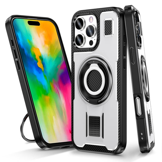 For iPhone 16 Pro Max Ring Holder Carbon Fiber PC Hybrid TPU Phone Case(White) - iPhone 16 Pro Max Cases by PMC Jewellery | Online Shopping South Africa | PMC Jewellery | Buy Now Pay Later Mobicred