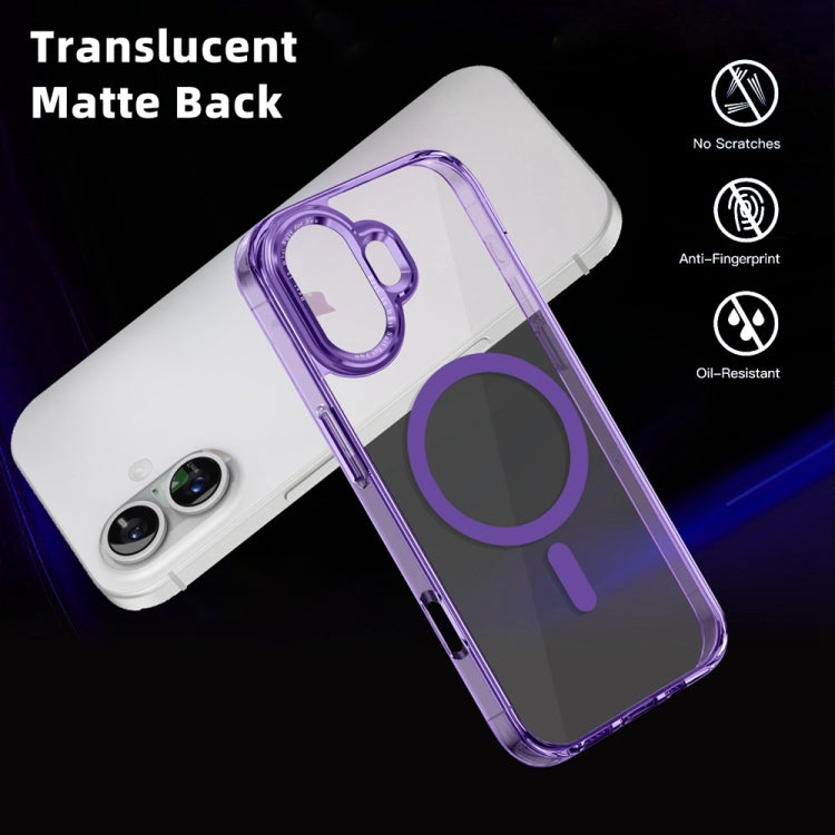 For iPhone 16 Ice Color Magnetic Series Magsafe Magnetic PC Hybrid TPU Phone Case(Purple) - iPhone 16 Cases by PMC Jewellery | Online Shopping South Africa | PMC Jewellery | Buy Now Pay Later Mobicred