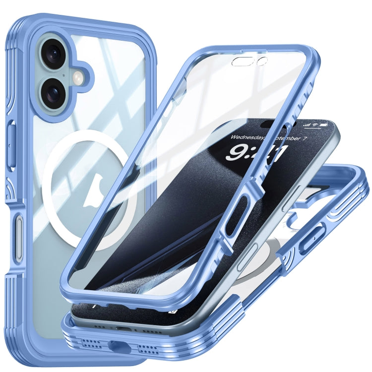 For iPhone 16 Plus Tempered Glass MagSafe Phone Case(Sky Blue) - iPhone 16 Plus Cases by PMC Jewellery | Online Shopping South Africa | PMC Jewellery | Buy Now Pay Later Mobicred