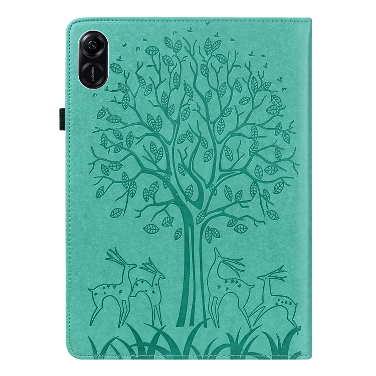 For Honor Pad X9 Tree & Deer Embossed Leather Tablet Case(Green) - Honor by PMC TechLife | Online Shopping South Africa | PMC TechLife | Buy Now Pay Later Mobicred