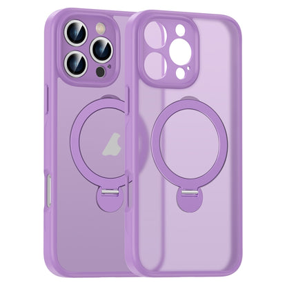 For iPhone 16 Pro Matte Texture 360 Degree Rotary Tone Holder MagSafe Phone Case(Roland Purple) - iPhone 16 Pro Cases by PMC Jewellery | Online Shopping South Africa | PMC Jewellery | Buy Now Pay Later Mobicred