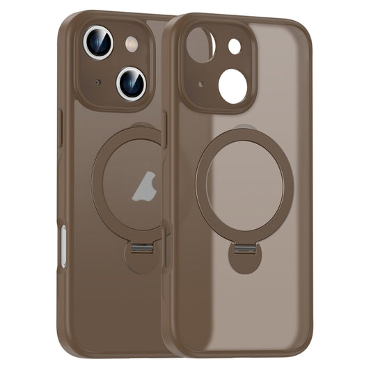 For iPhone 16 Plus Matte Texture 360 Degree Rotary Tone Holder MagSafe Phone Case(Bronze) - iPhone 16 Plus Cases by PMC Jewellery | Online Shopping South Africa | PMC Jewellery | Buy Now Pay Later Mobicred