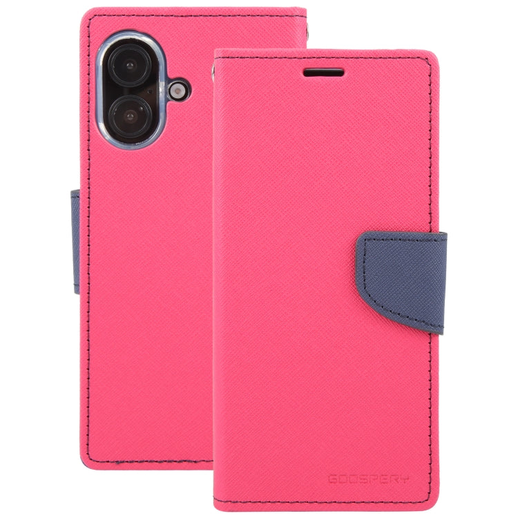 For iPhone 16 GOOSPERY FANCY DIARY Cross Texture Leather Phone Case(Rose Red) - iPhone 16 Cases by GOOSPERY | Online Shopping South Africa | PMC Jewellery | Buy Now Pay Later Mobicred