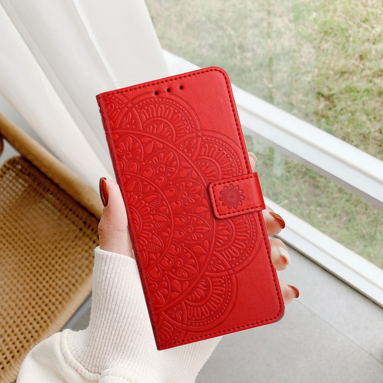 For Motorola Moto G Play 2024 Flower Embossed Leather Phone Case(Red) - Motorola Cases by PMC Jewellery | Online Shopping South Africa | PMC Jewellery | Buy Now Pay Later Mobicred