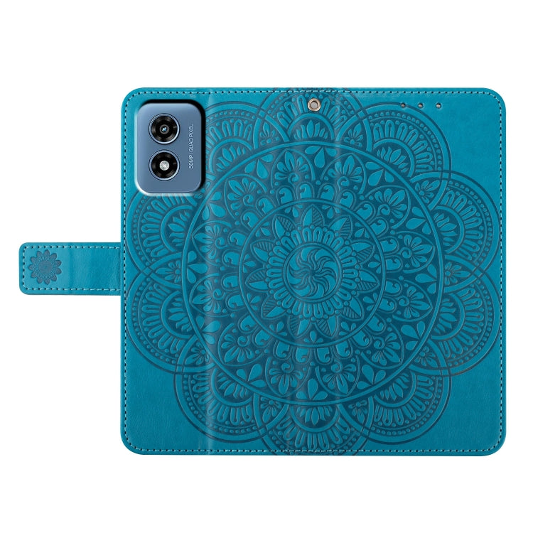For Motorola Moto G Play 2024 Flower Embossed Leather Phone Case(Blue) - Motorola Cases by PMC Jewellery | Online Shopping South Africa | PMC Jewellery | Buy Now Pay Later Mobicred