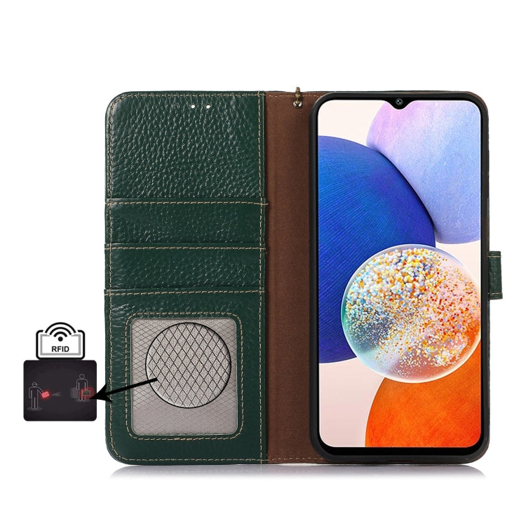 For Motorola Edge 50 Genuine Leather Litchi Texture RFID Leather Phone Case(Green) - Motorola Cases by PMC TechLife | Online Shopping South Africa | PMC TechLife | Buy Now Pay Later Mobicred